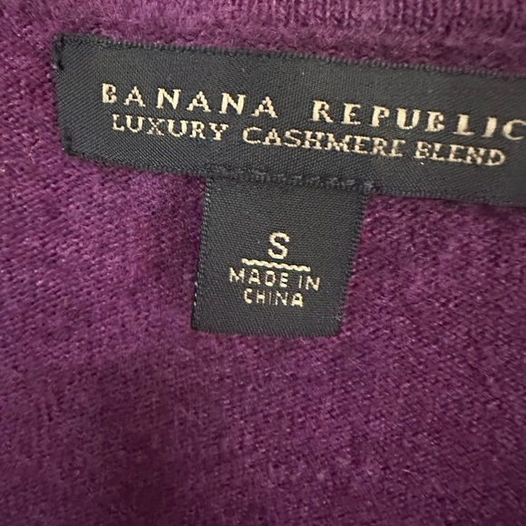 Banana Republic Wool Blend 3 Button Cardigan Waist Tab Belt Purple Size Small - Picture 3 of 16